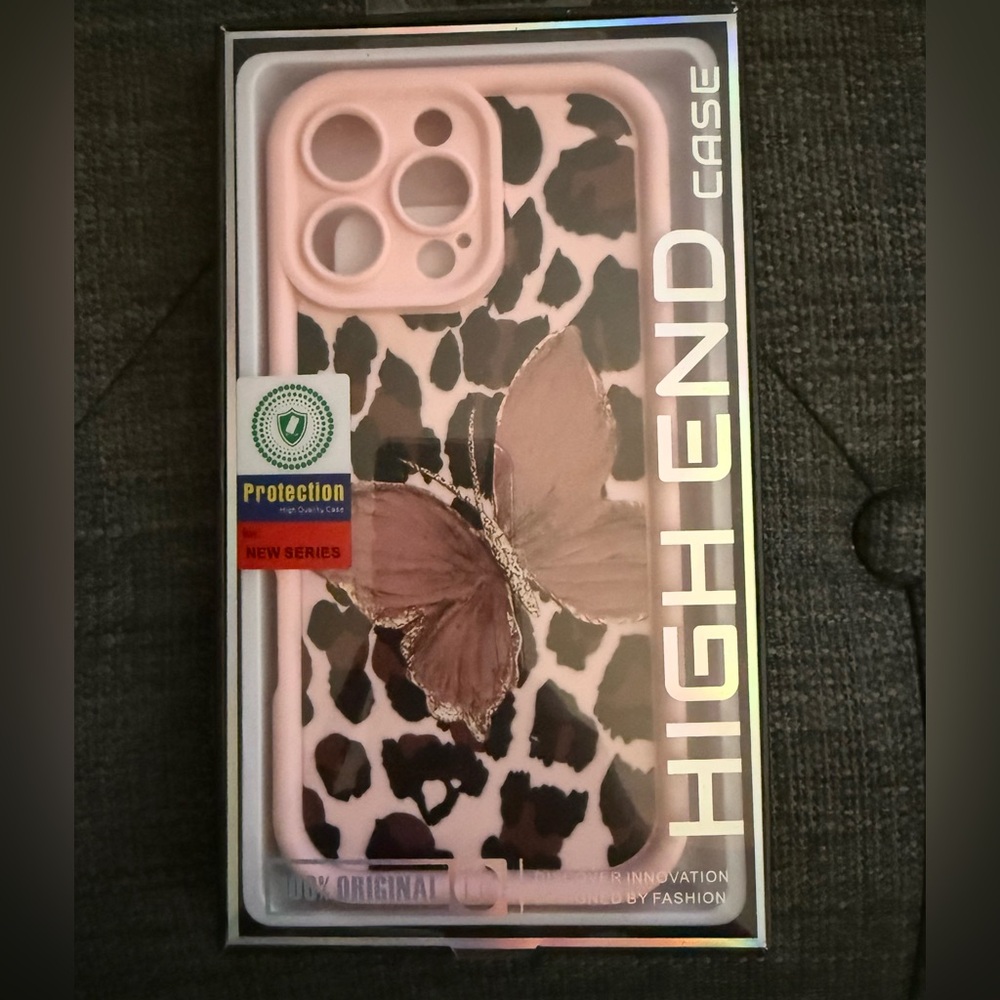 LEKCASE-Leopard Print Butterfly Gradient Starry Sky  Phone Case 16 Promax